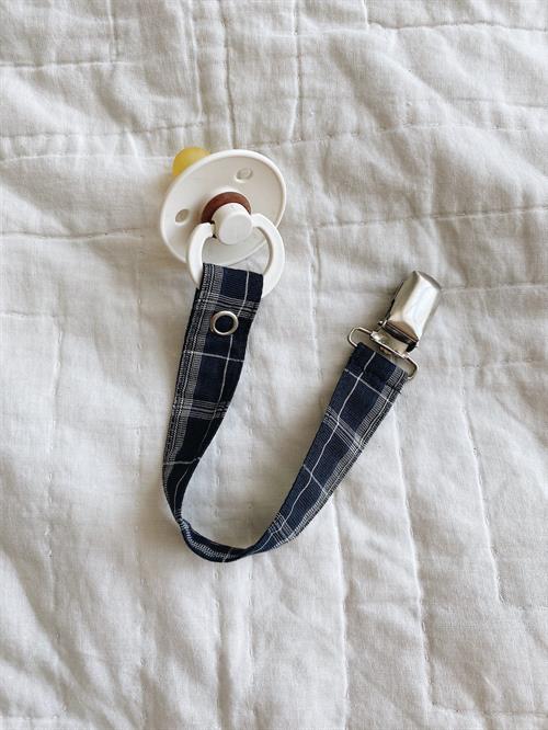 Lalaby Pacifier Clip - blue check